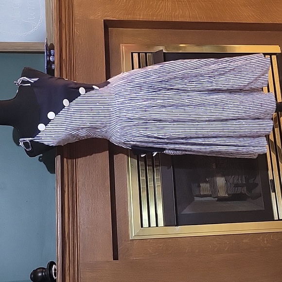 Unique Vintage Dresses & Skirts - Unique Vintage Asymmetrical Navy Blue White Hamilton Dress Size XS